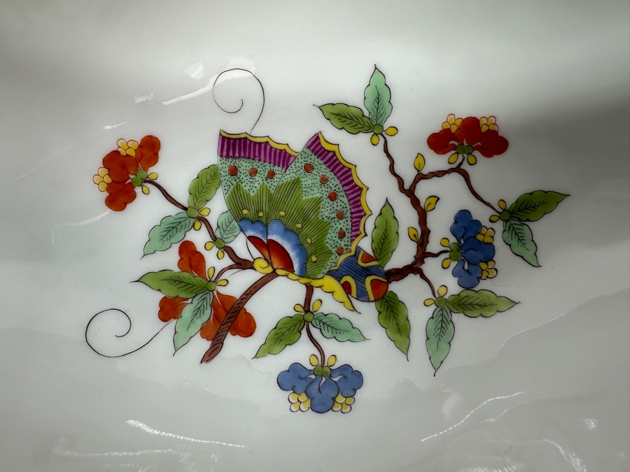 Meissen (Germany) Fine Porcelain Individually Hand Painted 'Colorful Chinese Butterfly Painting With Gold Rim' Schmetterling, Gravy Boat With Attached Underplate 10W Estimate $350 [Photo 3]