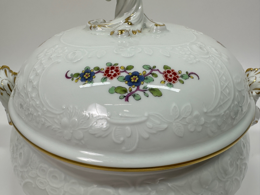 Meissen (Germany) Fine Porcelain Individually Hand Painted 'Colorful Chinese Butterfly Painting With Gold Rim' Schmetterling, Soup Tureen 12W X 8H Estimate $1,500 [Photo 11]