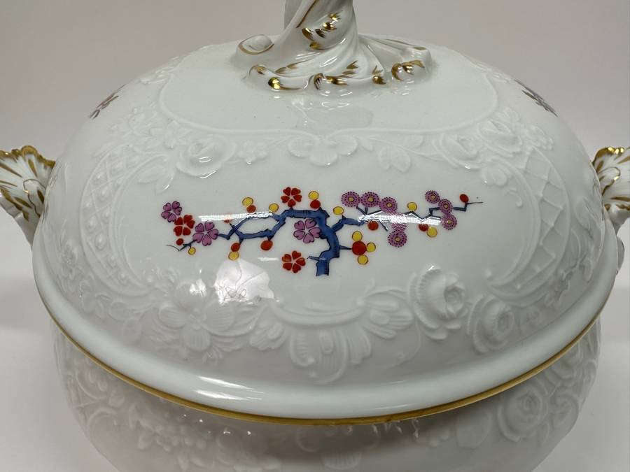 Meissen (Germany) Fine Porcelain Individually Hand Painted 'Colorful Chinese Butterfly Painting With Gold Rim' Schmetterling, Soup Tureen 12W X 8H Estimate $1,500 [Photo 5]