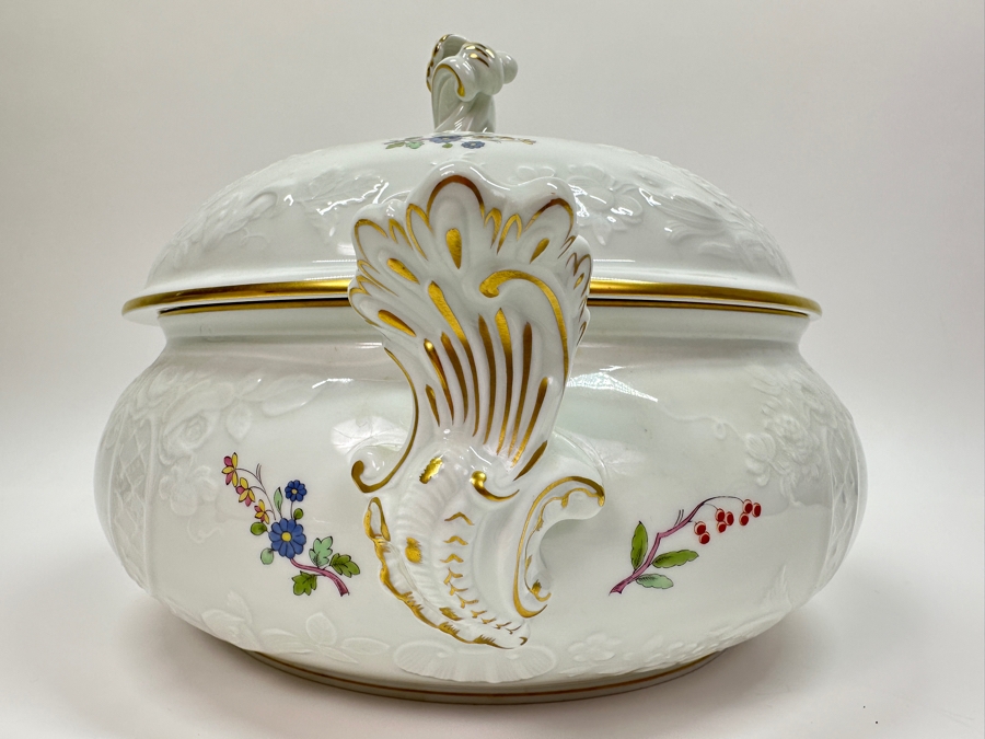 Meissen (Germany) Fine Porcelain Individually Hand Painted 'Colorful Chinese Butterfly Painting With Gold Rim' Schmetterling, Soup Tureen 12W X 8H Estimate $1,500 [Photo 9]