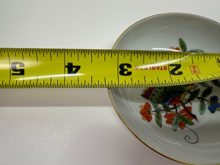 Meissen (Germany) Fine Porcelain Individually Hand Painted 'Colorful Chinese Butterfly Painting With Gold Rim' Schmetterling, Lidded Box 3.75W With Pair Of Small Dishes 3.25W Estimate $300 [Photo 15]