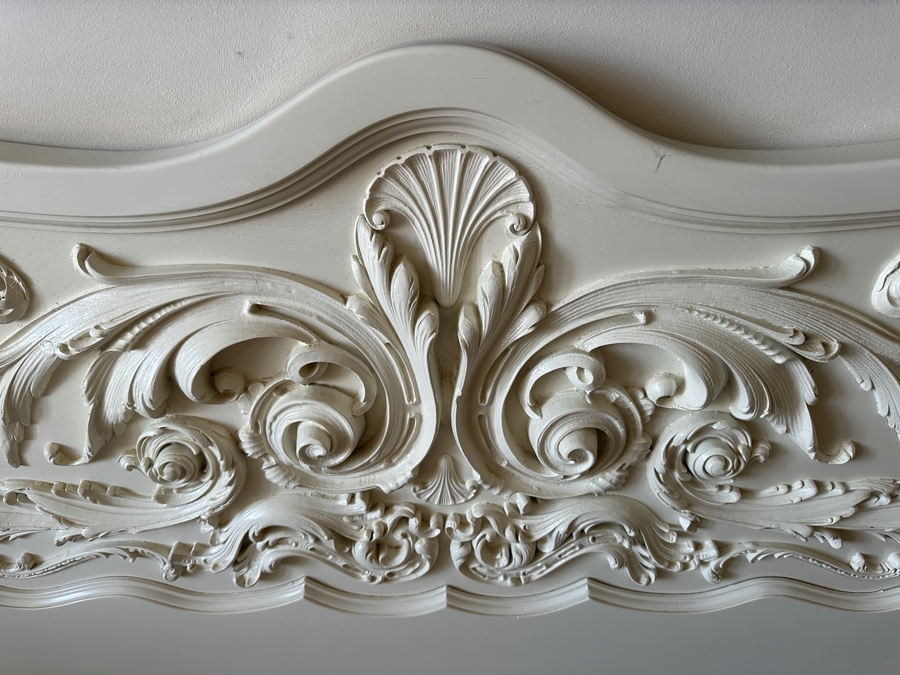 White Painted Carved Wooden Headboard 80W X 45H [Photo 2]