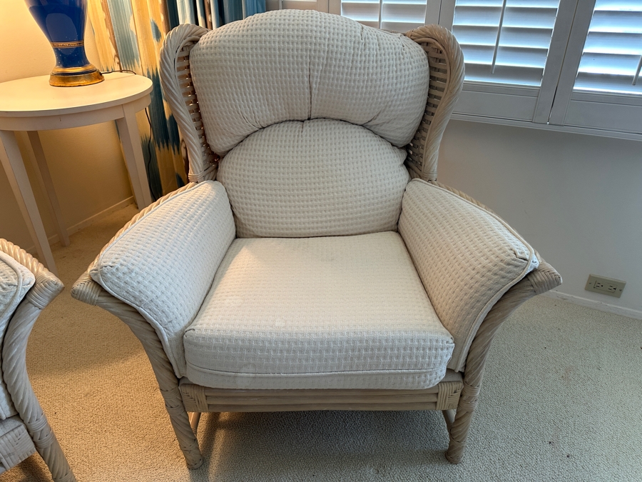 Pair Of Vintage Lane Venture Wicker Armchairs [Photo 3]