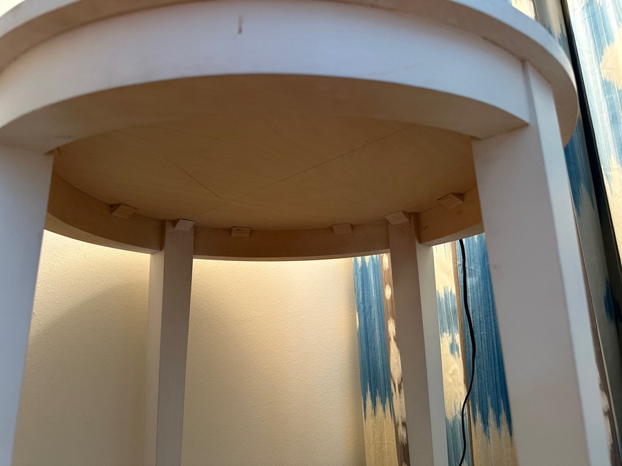 Round Painted White Wooden Side Table 24W X 28.5H [Photo 3]