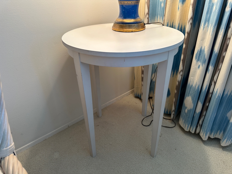 Round Painted White Wooden Side Table 24W X 28.5H [Photo 2]