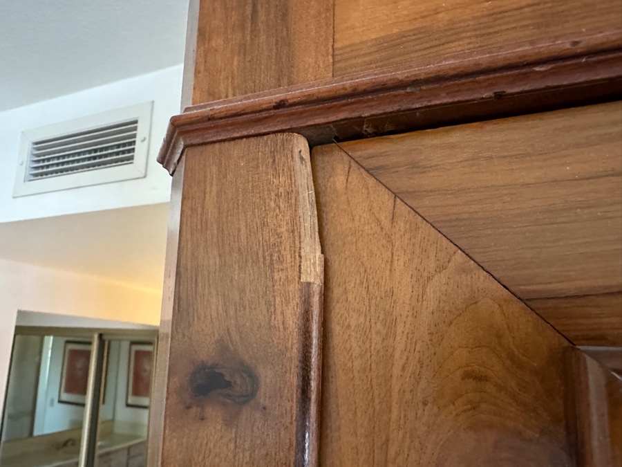 Antique Carved Wooden Wardrobe Armoire Cabinet 54W X 23D X 98H [Photo 7]