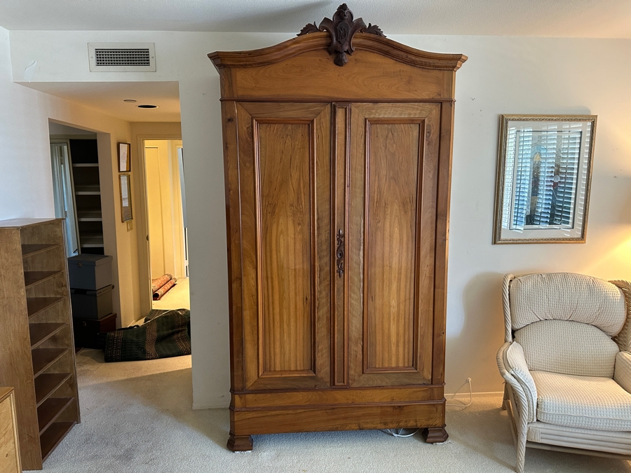 Antique Carved Wooden Wardrobe Armoire Cabinet 54W X 23D X 98H [Photo 3]