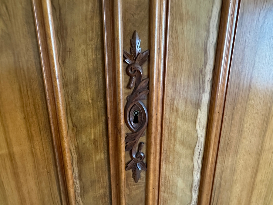 Antique Carved Wooden Wardrobe Armoire Cabinet 54W X 23D X 98H [Photo 6]
