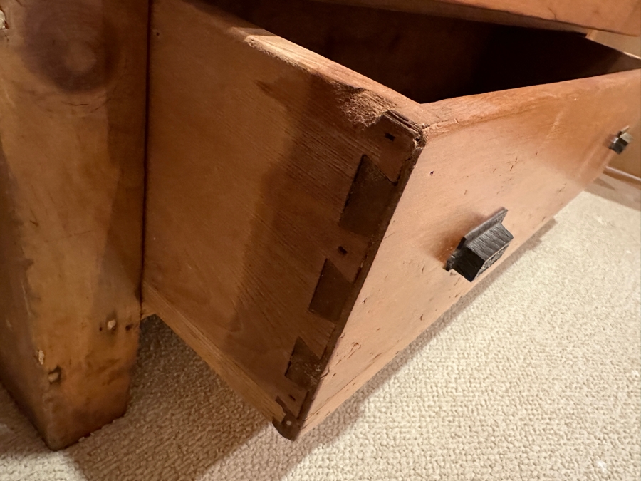 Antique Primitive Pine Wardrobe Armoire Cabinet 42W X 14D X 67.5H [Photo 10]