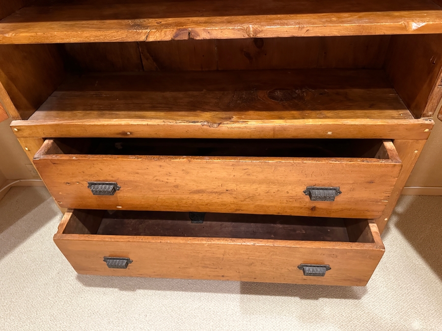 Antique Primitive Pine Wardrobe Armoire Cabinet 42W X 14D X 67.5H [Photo 8]