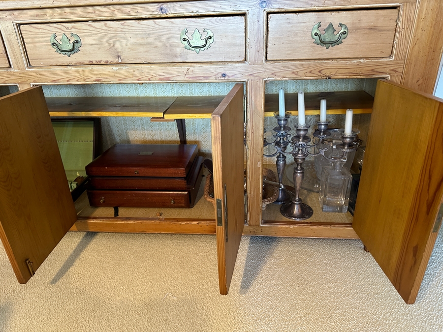 Stunning Antique Primitive Cabinet With Hutch 72W X 22D X 82H [Photo 14]