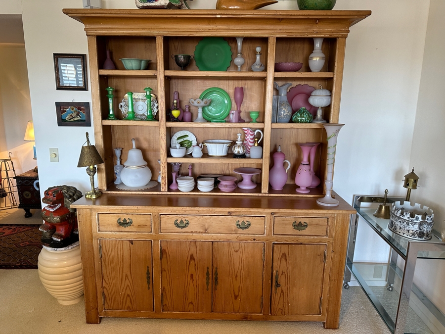 Stunning Antique Primitive Cabinet With Hutch 72W X 22D X 82H [Photo 3]