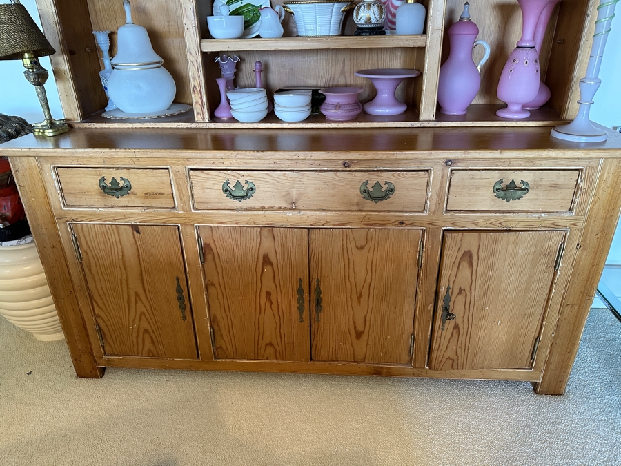 Stunning Antique Primitive Cabinet With Hutch 72W X 22D X 82H [Photo 5]
