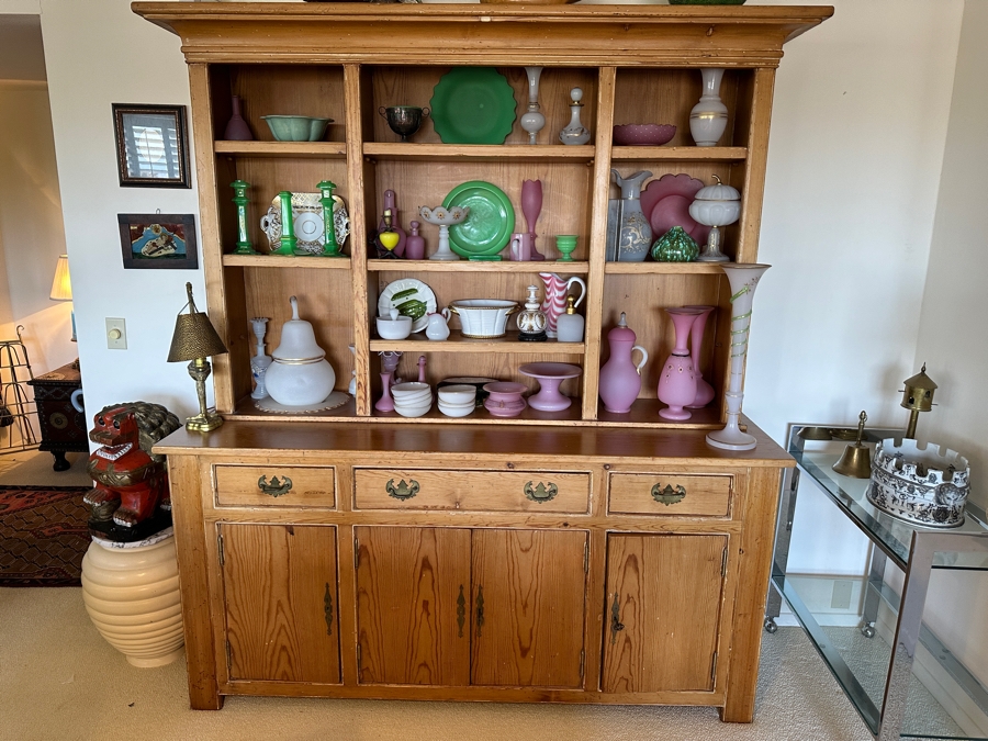 Stunning Antique Primitive Cabinet With Hutch 72W X 22D X 82H [Photo 4]