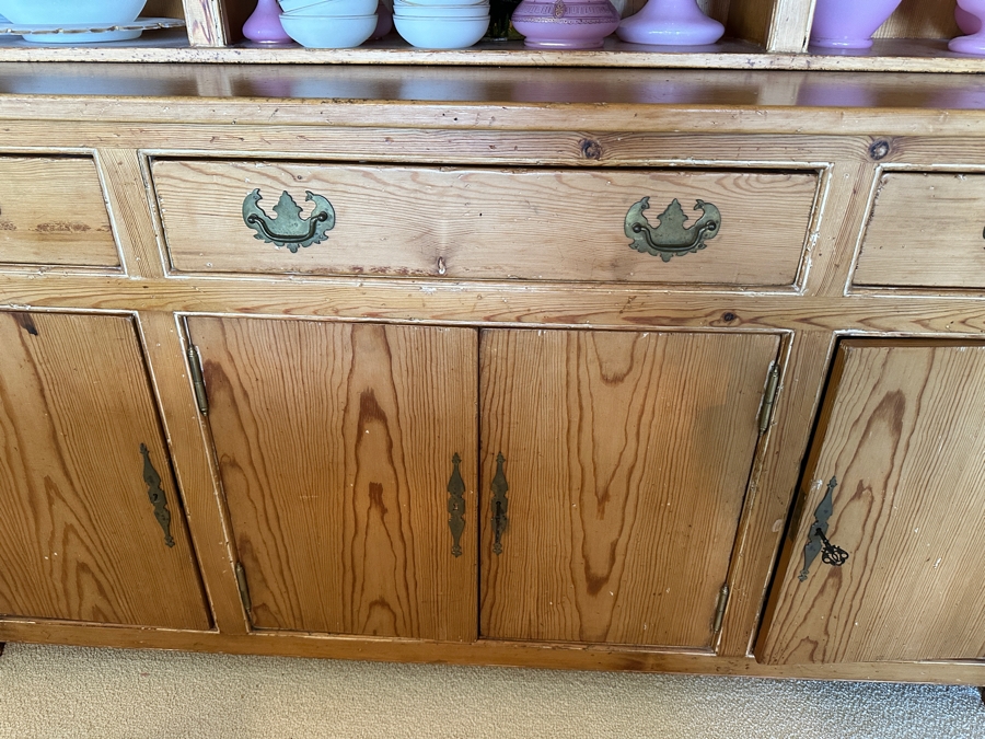Stunning Antique Primitive Cabinet With Hutch 72W X 22D X 82H [Photo 6]