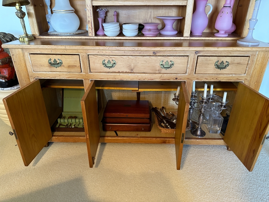 Stunning Antique Primitive Cabinet With Hutch 72W X 22D X 82H [Photo 13]
