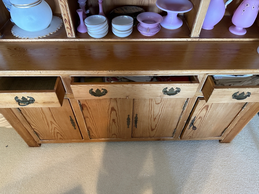 Stunning Antique Primitive Cabinet With Hutch 72W X 22D X 82H [Photo 12]
