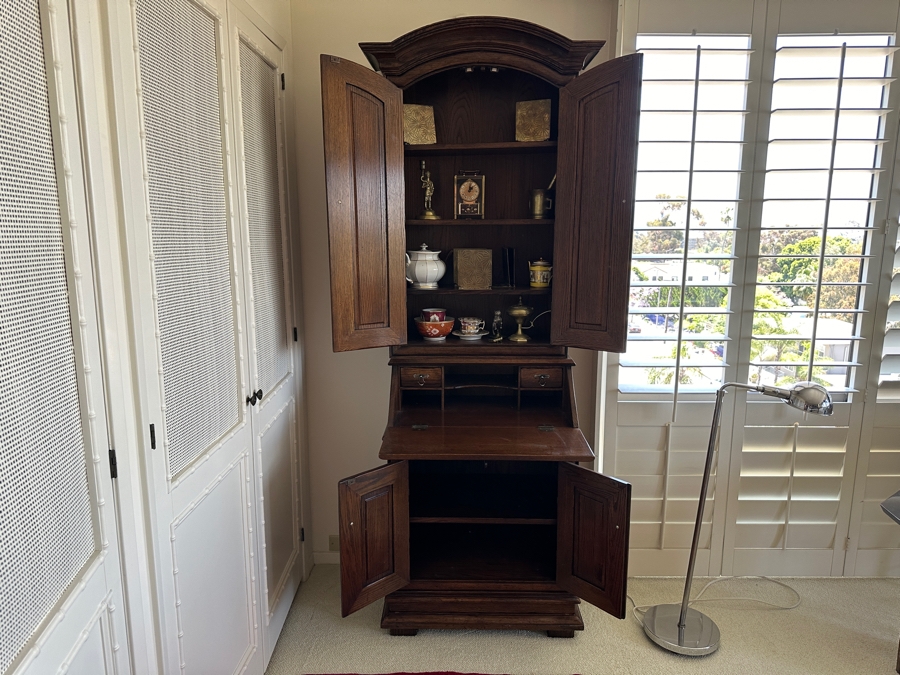 Vintage Wooden Secretary Desk 27W X 17D X 79H [Photo 1]