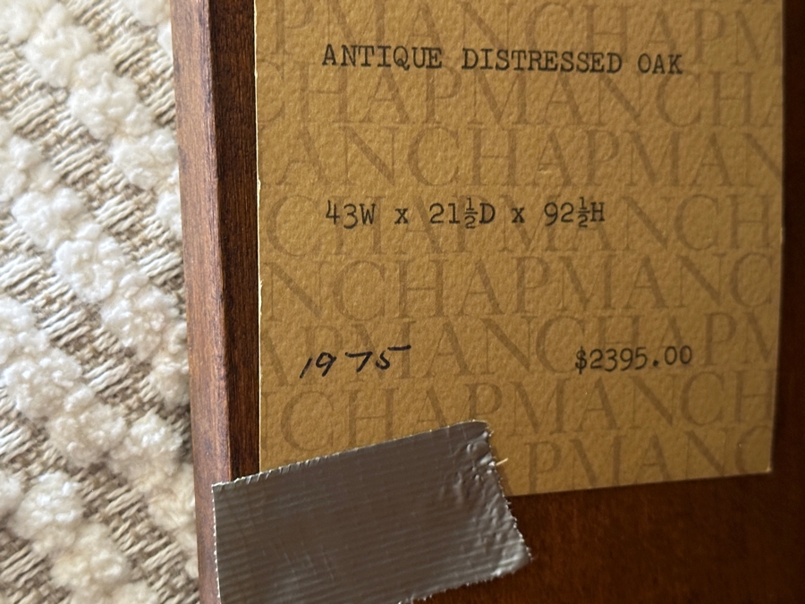 Antique Distressed Oak Highboy Chest On Chest 43W X 21.5D X 92.5H Retailed For $2,395 In 1975 [Photo 13]
