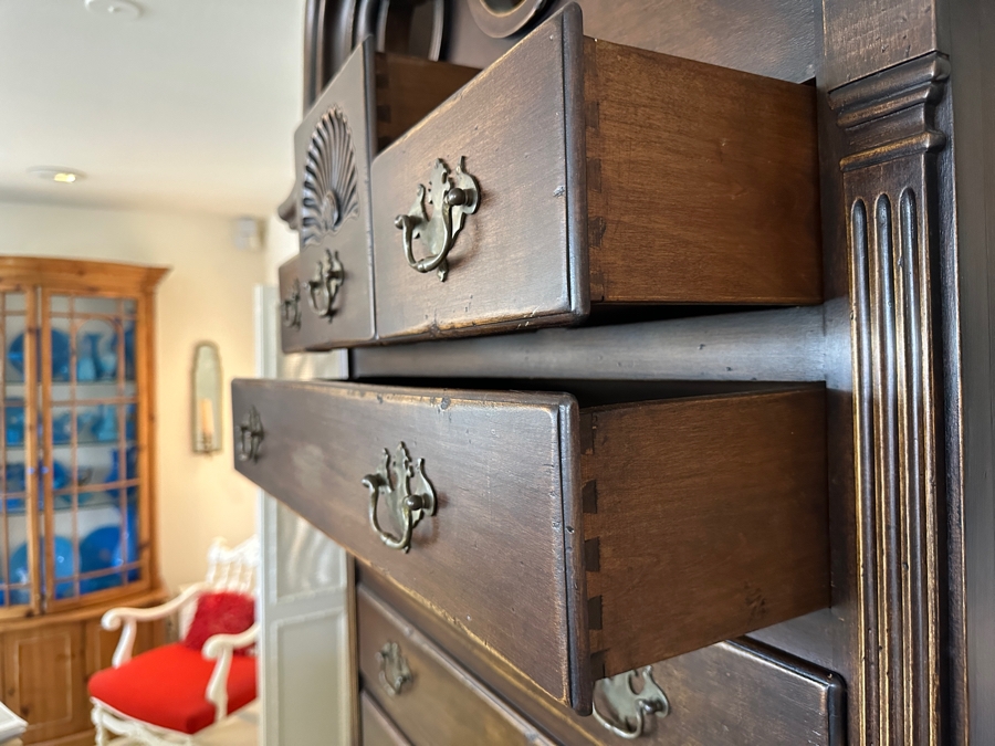Antique Distressed Oak Highboy Chest On Chest 43W X 21.5D X 92.5H Retailed For $2,395 In 1975 [Photo 10]