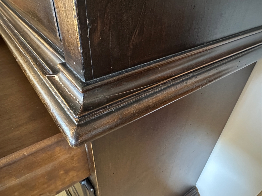 Antique Distressed Oak Highboy Chest On Chest 43W X 21.5D X 92.5H Retailed For $2,395 In 1975 [Photo 17]