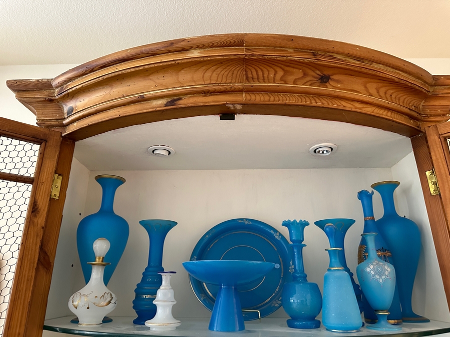 Vintage Pine Cabinet With Chicken Wire Display Hutch 41.5W X 20D X 87H [Photo 10]