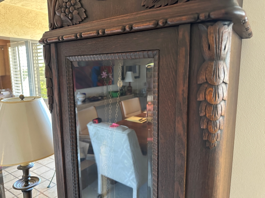 Working Antique Carved Wooden Case Grandfather Clock 24W X 12D X 80.5H [Photo 6]