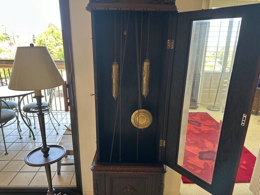 Working Antique Carved Wooden Case Grandfather Clock 24W X 12D X 80.5H [Photo 11]