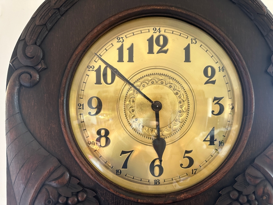 Working Antique Carved Wooden Case Grandfather Clock 24W X 12D X 80.5H [Photo 9]