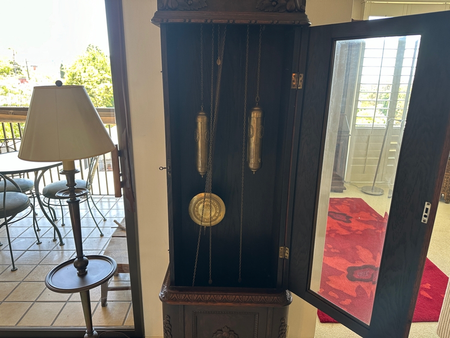 Working Antique Carved Wooden Case Grandfather Clock 24W X 12D X 80.5H [Photo 10]