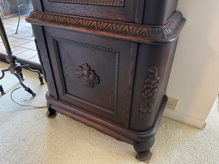 Working Antique Carved Wooden Case Grandfather Clock 24W X 12D X 80.5H [Photo 7]