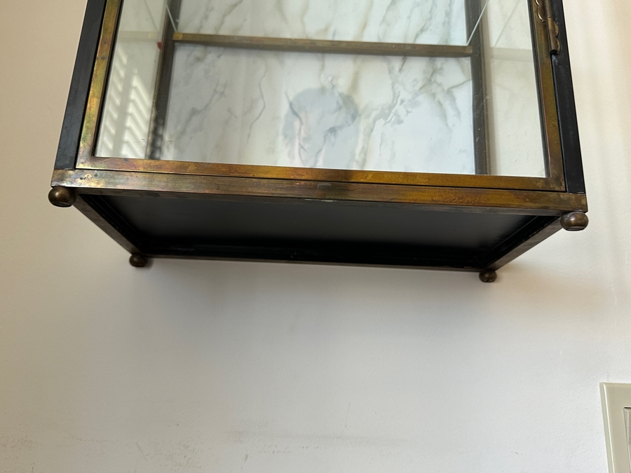 Vintage Brass Glass Front/Sides Curio Cabinet Mount On Wall Or Freestanding 15W X 8D X 40H [Photo 16]