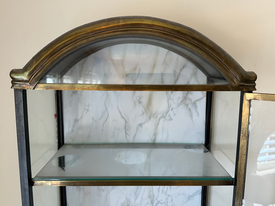 Vintage Brass Glass Front/Sides Curio Cabinet Mount On Wall Or Freestanding 15W X 8D X 40H [Photo 9]
