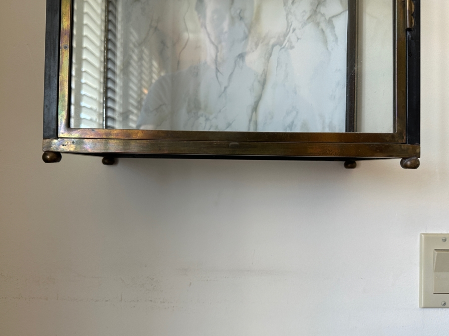 Vintage Brass Glass Front/Sides Curio Cabinet Mount On Wall Or Freestanding 15W X 8D X 40H [Photo 15]