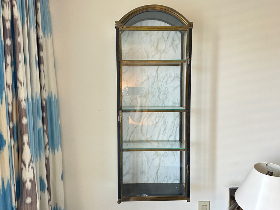 Vintage Brass Glass Front/Sides Curio Cabinet Mount On Wall Or Freestanding 15W X 8D X 40H [Photo 6]