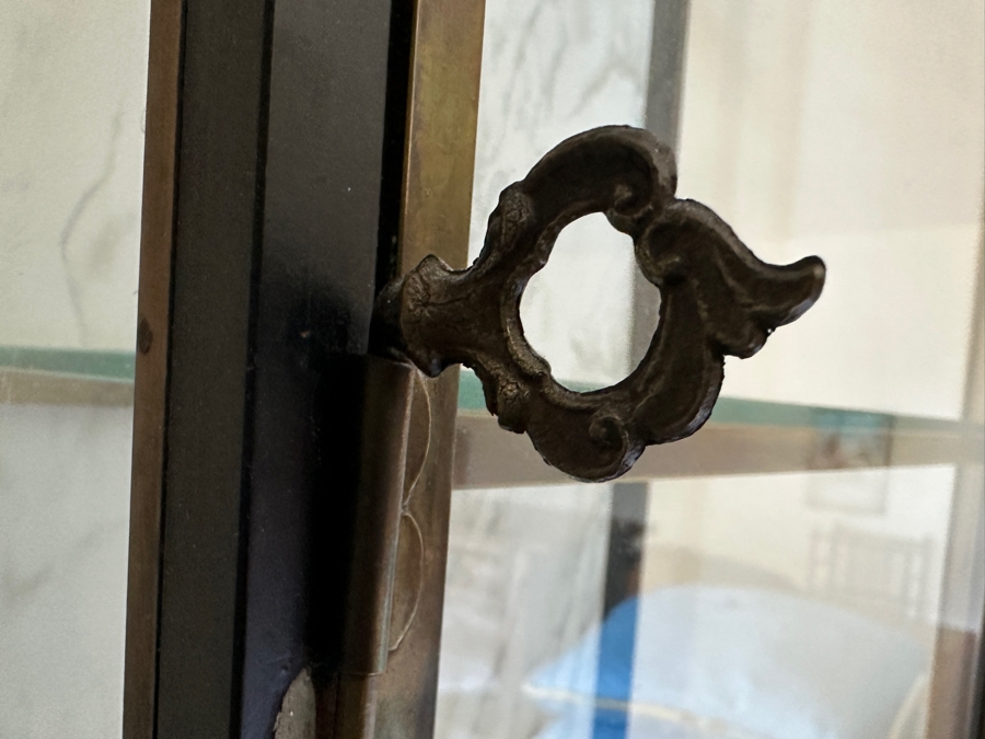 Vintage Brass Glass Front/Sides Curio Cabinet Mount On Wall Or Freestanding 15W X 8D X 40H [Photo 8]