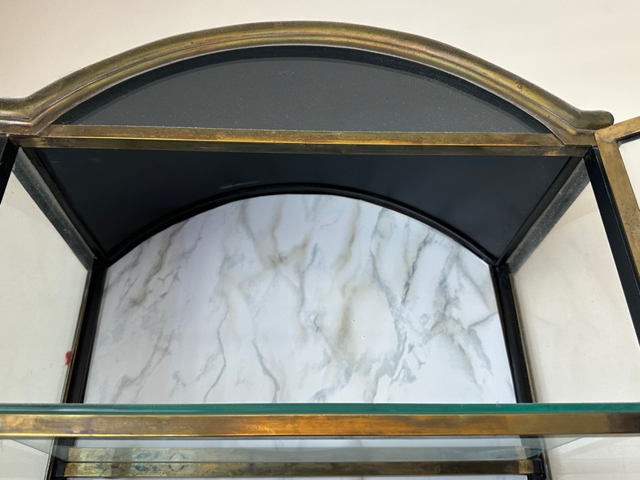 Vintage Brass Glass Front/Sides Curio Cabinet Mount On Wall Or Freestanding 15W X 8D X 40H [Photo 10]