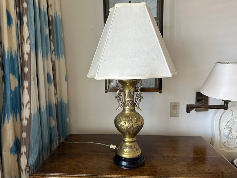 Vintage Asian Brass Table Lamp 31H