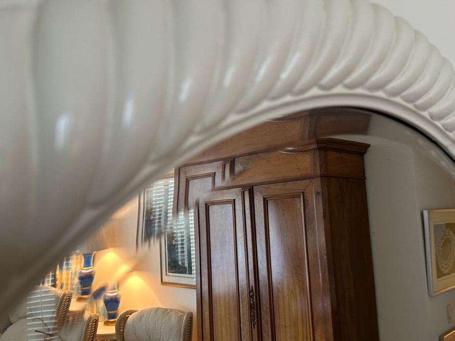 White Wooden Round Beveled Glass Wall Mirror 41W [Photo 5]