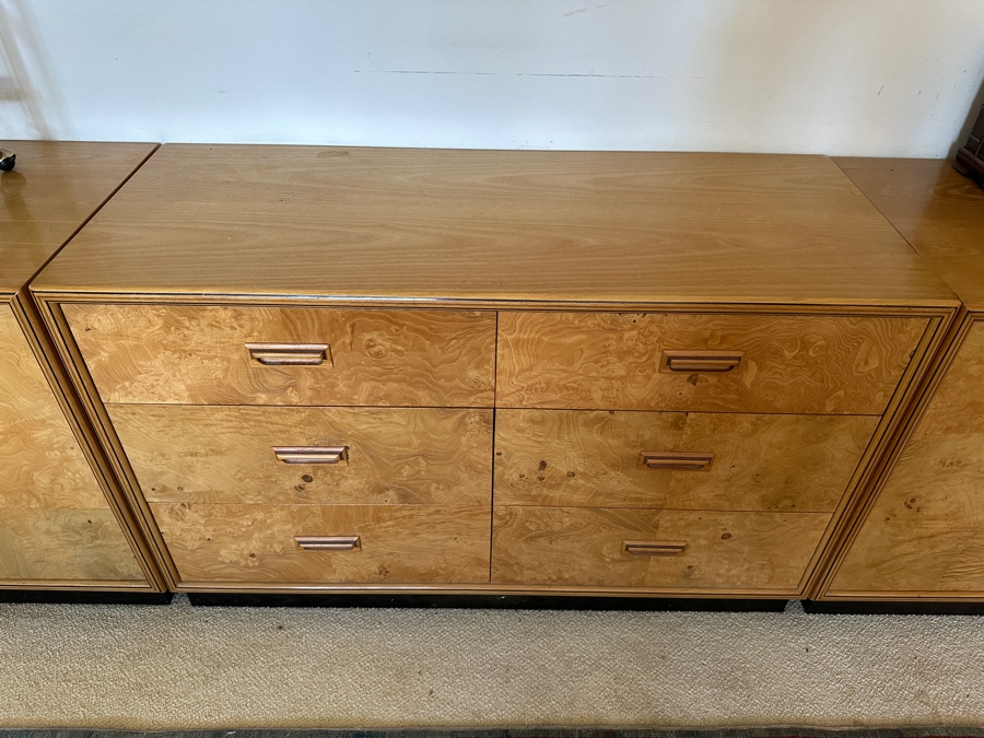 Mid-Century Modern Scene TWO From Henredon Burl Wood Pair Of Side Cabinets And 6-Drawer Chest Of Drawers [Photo 7]