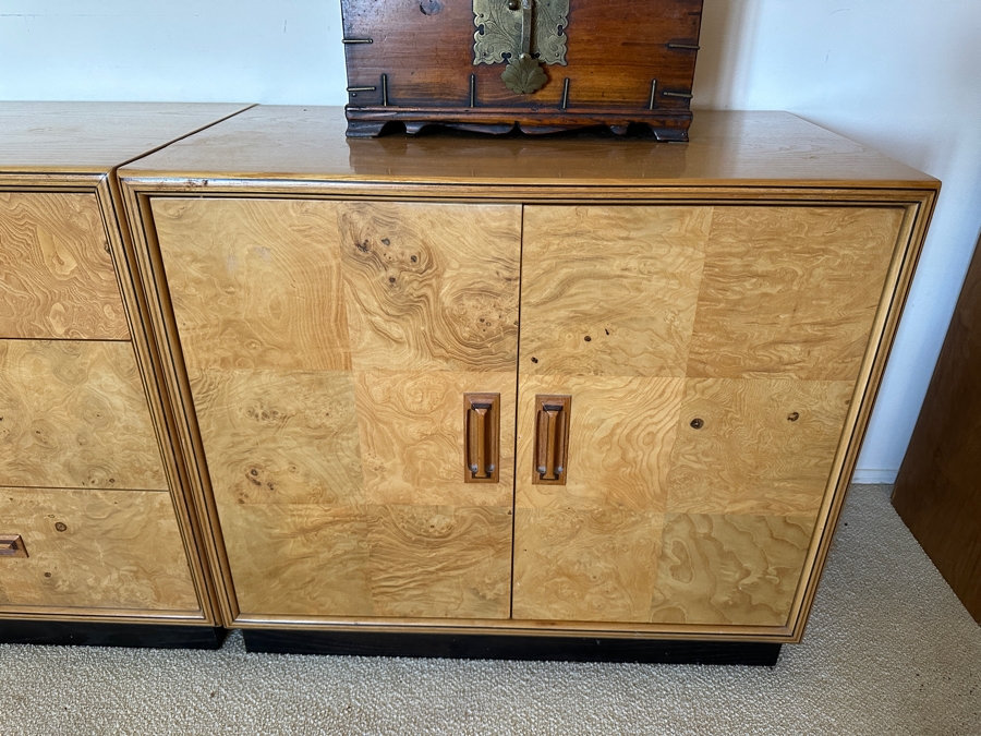 Mid-Century Modern Scene TWO From Henredon Burl Wood Pair Of Side Cabinets And 6-Drawer Chest Of Drawers [Photo 8]