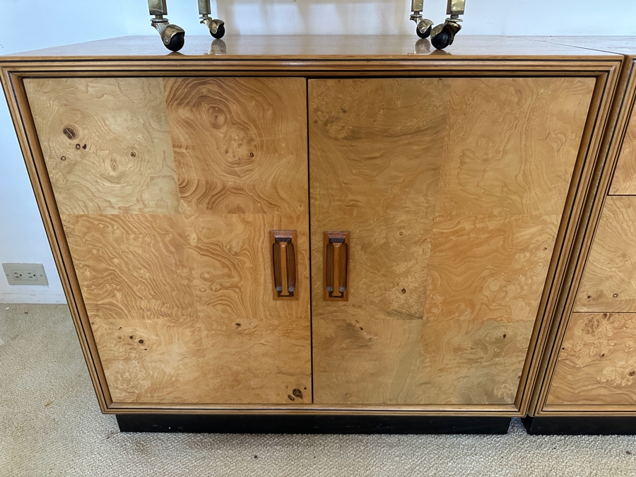 Mid-Century Modern Scene TWO From Henredon Burl Wood Pair Of Side Cabinets And 6-Drawer Chest Of Drawers [Photo 4]