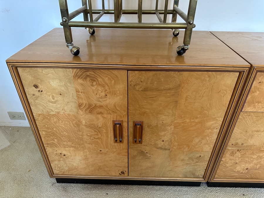 Mid-Century Modern Scene TWO From Henredon Burl Wood Pair Of Side Cabinets And 6-Drawer Chest Of Drawers [Photo 5]