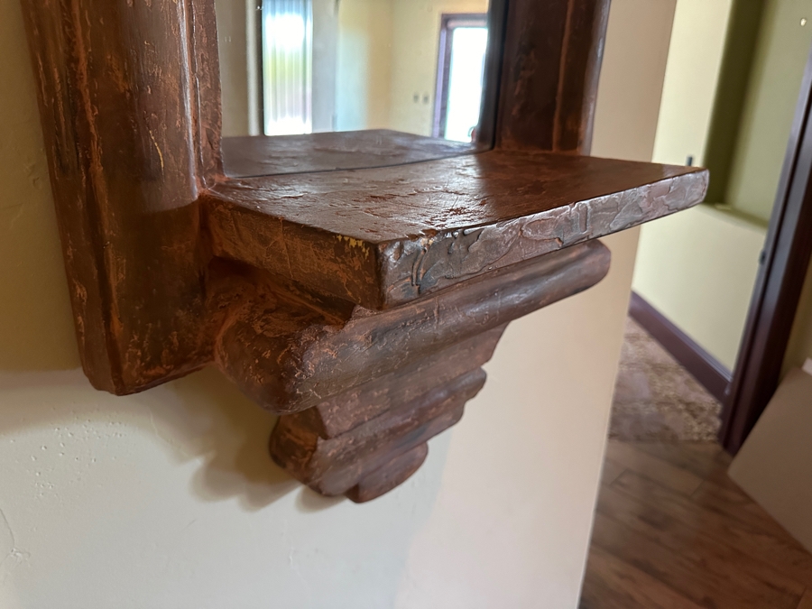 Faux Cement Resin Wall Shelf Mirror 22.5W X 10D X 42H [Photo 3]