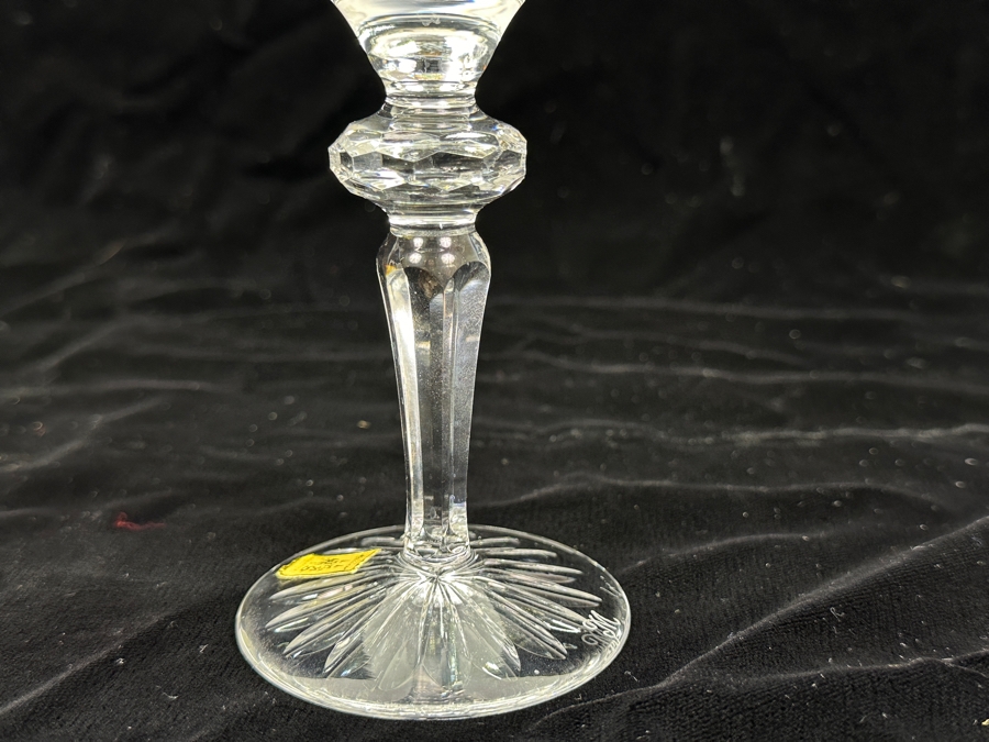 Rare Genuine Meissen (Germany) Cut Crystal Mouth-Blown Hand-Sanded Stemware Glasses Orchid Orchidee Pattern With Original Box - 6 Glasses Total 7.25'H [Photo 9]