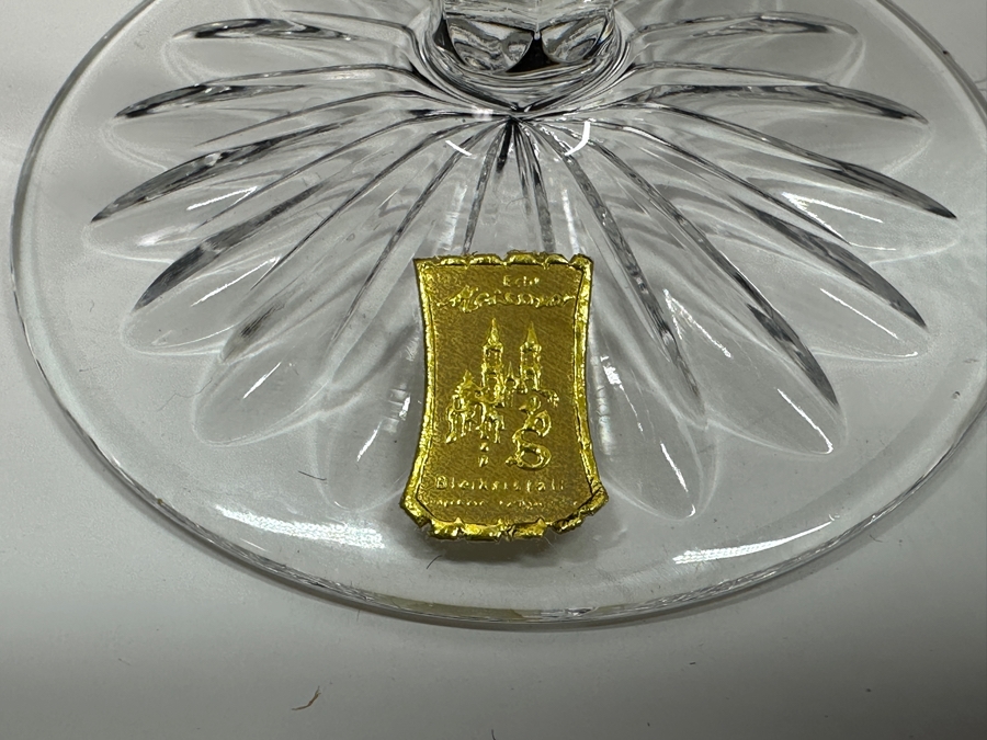 Rare Genuine Meissen (Germany) Cut Crystal Mouth-Blown Hand-Sanded Stemware Glasses Orchid Orchidee Pattern With Original Box - 6 Glasses Total 7.25'H [Photo 8]