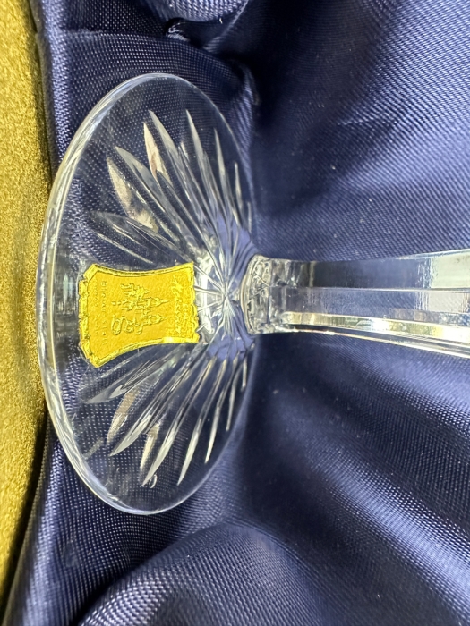 Rare Genuine Meissen (Germany) Cut Crystal Mouth-Blown Hand-Sanded Stemware Glasses Orchid Orchidee Pattern With Original Box - 6 Glasses Total 7.25'H [Photo 6]