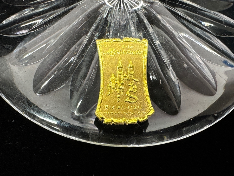 Rare Genuine Meissen (Germany) Cut Crystal Mouth-Blown Hand-Sanded Stemware Glasses Orchid Orchidee Pattern With Original Box - 6 Glasses Total 7.25'H [Photo 7]