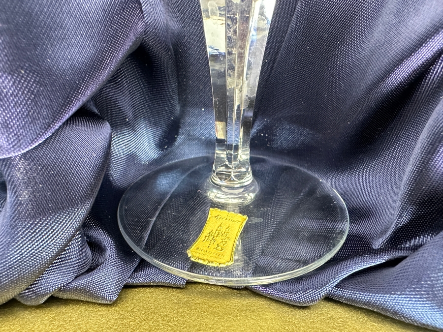 Rare Genuine Meissen (Germany) Cut Crystal Mouth-Blown Hand-Sanded Stemware Glasses Blume Flower Easy Pattern With Original Box - 6 Glasses Total 6'H [Photo 4]