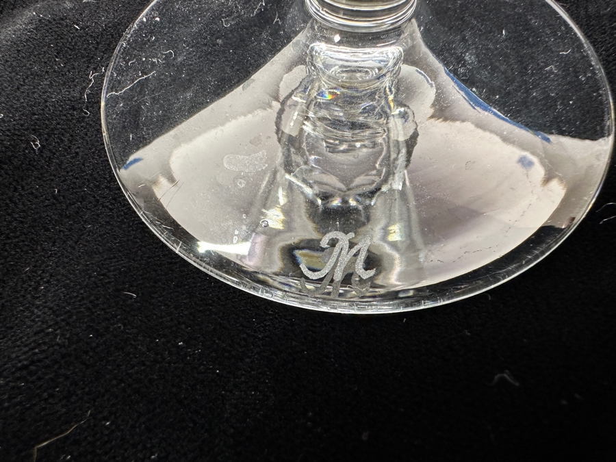 Rare Genuine Meissen (Germany) Cut Crystal Mouth-Blown Hand-Sanded Stemware Glasses Orchid Orchidee Pattern With Original Box - 6 Glasses Total 6-5/8'H [Photo 10]